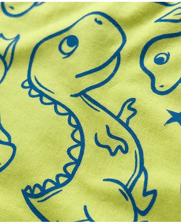 Babyhug Cotton Knit Full Sleeves Co-ords T-Shirts & Pajama Night Suit with Dino Print - Yellow