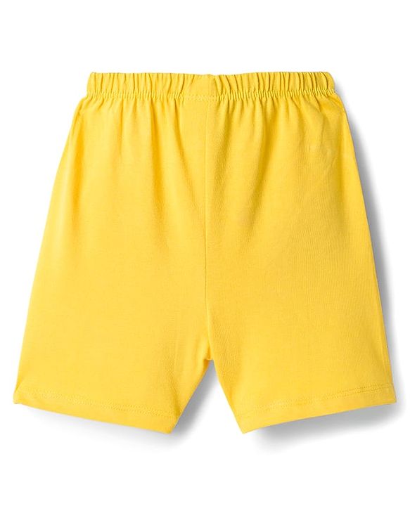 Babyhug Single Jersey Knit Mid Thigh Shorts With Crocodile Print Pack of 2 - Yellow & Light Blue