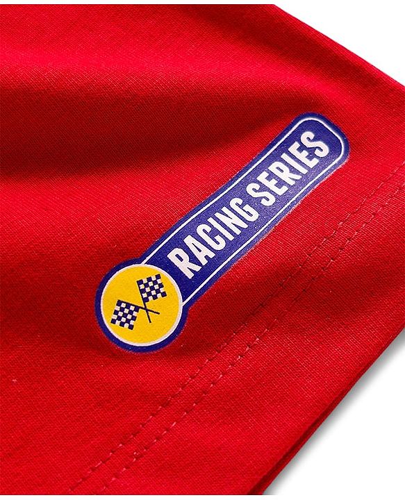 Babyhug Single Jersey Knit Shorts With Vehicle Print Pack Of 2 - Red & Grey