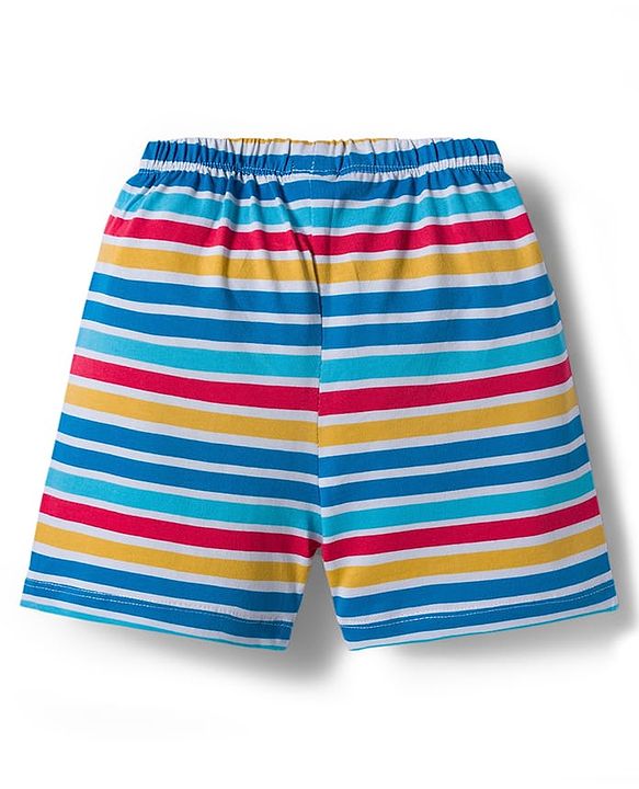 Babyhug Single Jersey Knit Mid Thigh Striped & Number Printed Shorts Pack of 3 - Multicolor
