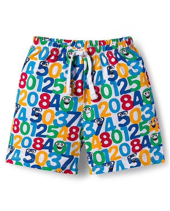 Babyhug Single Jersey Knit Mid Thigh Striped & Number Printed Shorts Pack of 3 - Multicolor