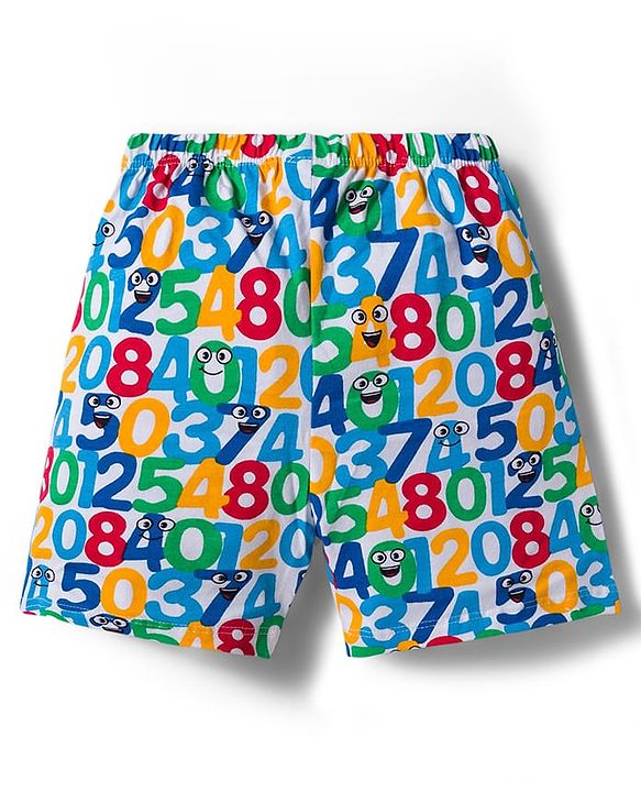 Babyhug Single Jersey Knit Mid Thigh Striped & Number Printed Shorts Pack of 3 - Multicolor