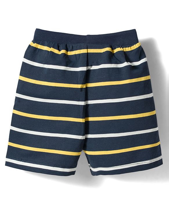 Babyhug Single Jersey Knit Mid Thigh Length Striped Shorts with Beach Theme Print Pack of 3 - Multicolor