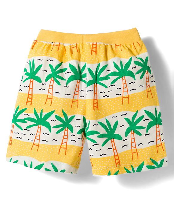 Babyhug Single Jersey Knit Mid Thigh Length Striped Shorts with Beach Theme Print Pack of 3 - Multicolor