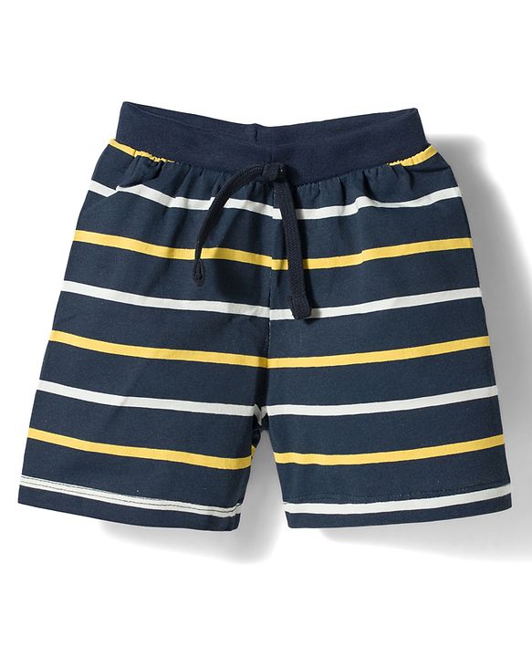 Babyhug Single Jersey Knit Mid Thigh Length Striped Shorts with Beach Theme Print Pack of 3 - Multicolor