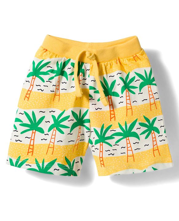 Babyhug Single Jersey Knit Mid Thigh Length Striped Shorts with Beach Theme Print Pack of 3 - Multicolor