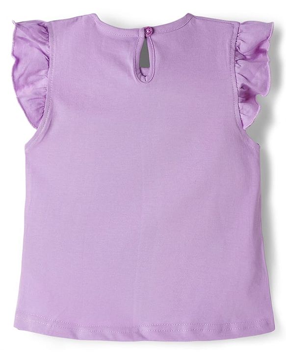 Babyhug Cotton Knit Frill Sleeves T-Shirts With Unicorn & Star Print Pack of 3 - Purple Pink & Yellow