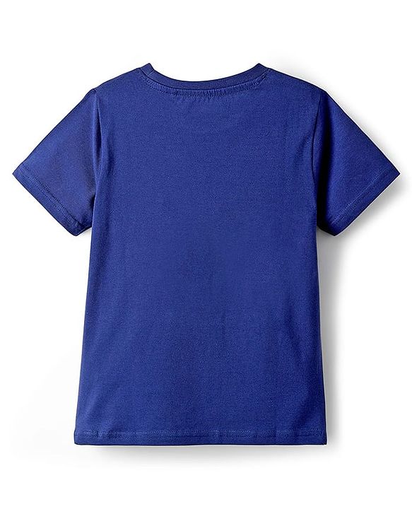 Pine Kids Single Jersey Knit Half Sleeves T-Shirt & Pyjama Night Suit With Space Theme Print - Navy Blue