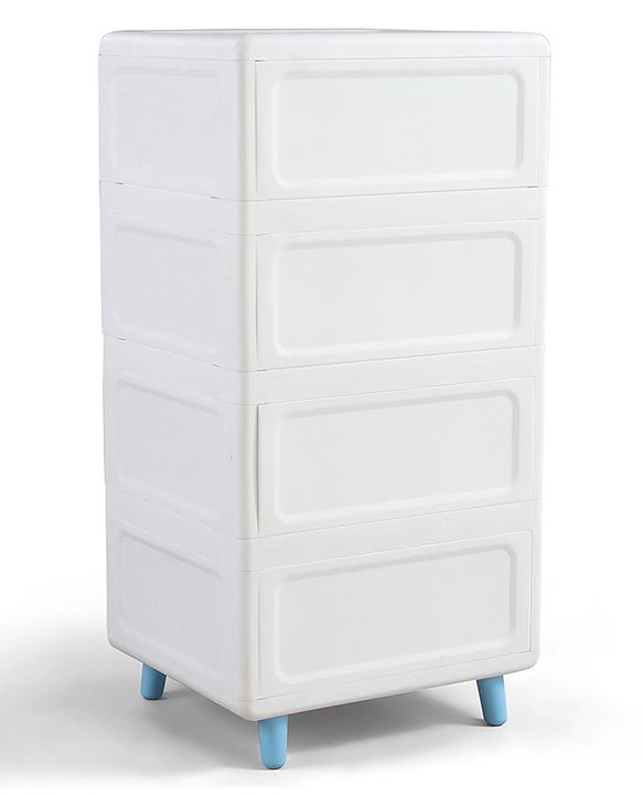 Babyhug 4-Layer Kids Storage Cabinet Teddy Face Knobs High-Density Plastic Spacious Drawers Sturdy Anti-Slip Base| Easy Assembly Multi-utility Toy, Book & Clothes Organizer Child Safe  Blue