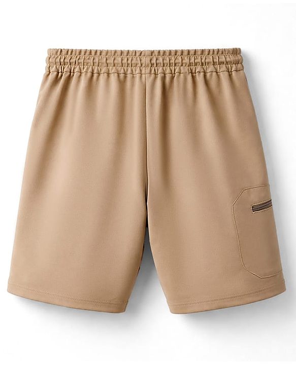 Pine Active Knit Knee Length Solid Color Skin Friendly Shorts with Active Stretch - Brown