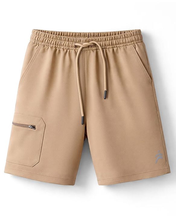 Pine Active Knit Knee Length Solid Color Skin Friendly Shorts with Active Stretch - Brown