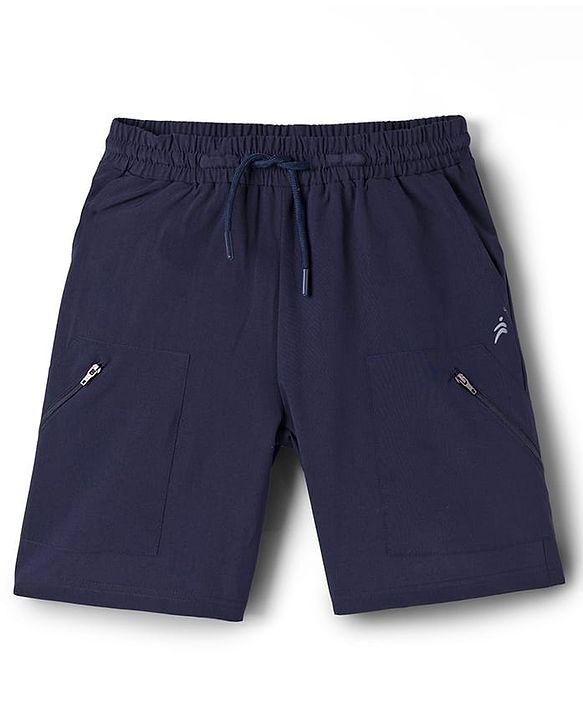 Pine Active Woven Knee Length Stretch Solid Shorts - Navy Blue
