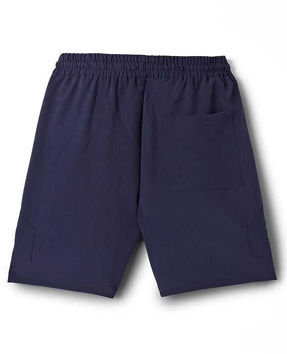 Pine Active Woven Knee Length Stretch Solid Shorts - Navy Blue