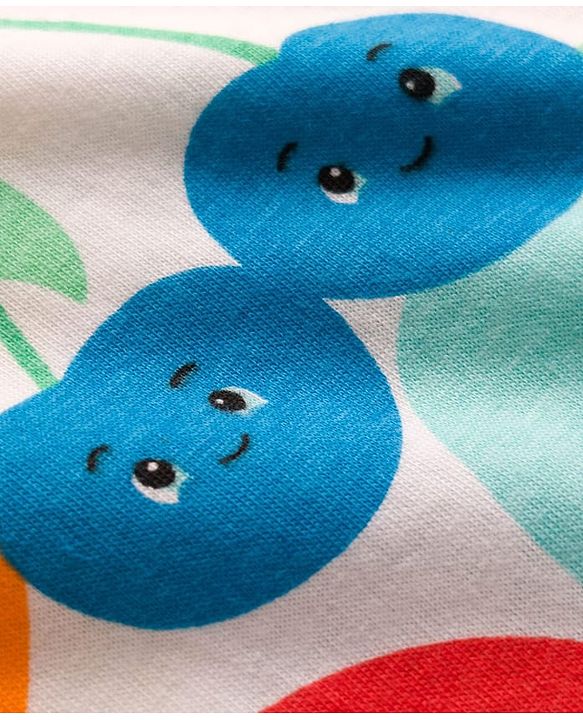 Babyhug Cotton Knit Full Sleeves T-Shirt & Pyjama Co-ord Night Suit With Fruit Print - Multicolor