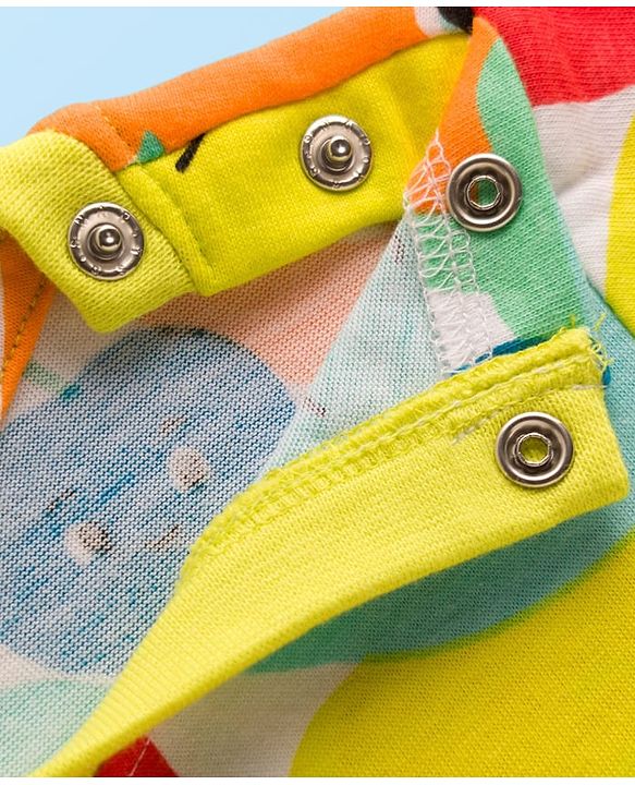 Babyhug Cotton Knit Full Sleeves T-Shirt & Pyjama Co-ord Night Suit With Fruit Print - Multicolor