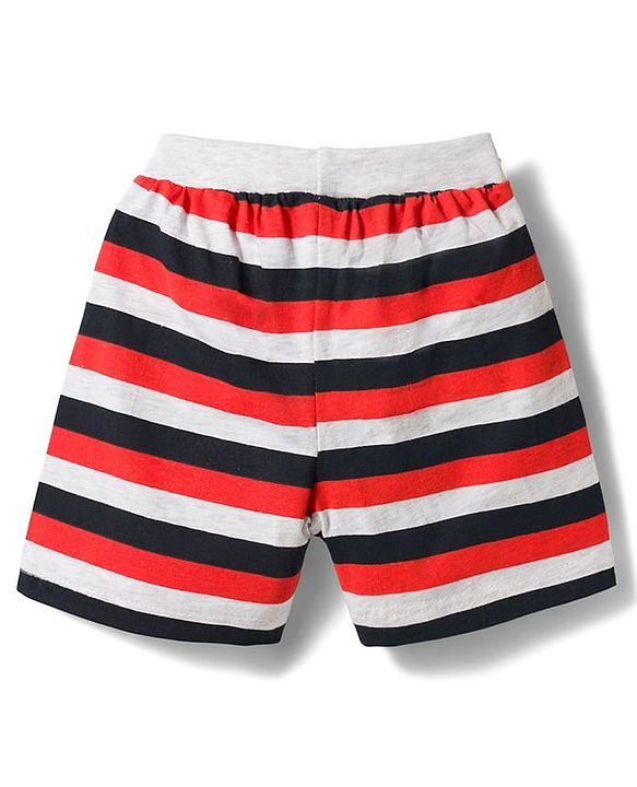 Babyhug Single Jersey Knit Mid Thigh Striped & Sports Theme Printed Shorts Pack Of 3 - Multicolour