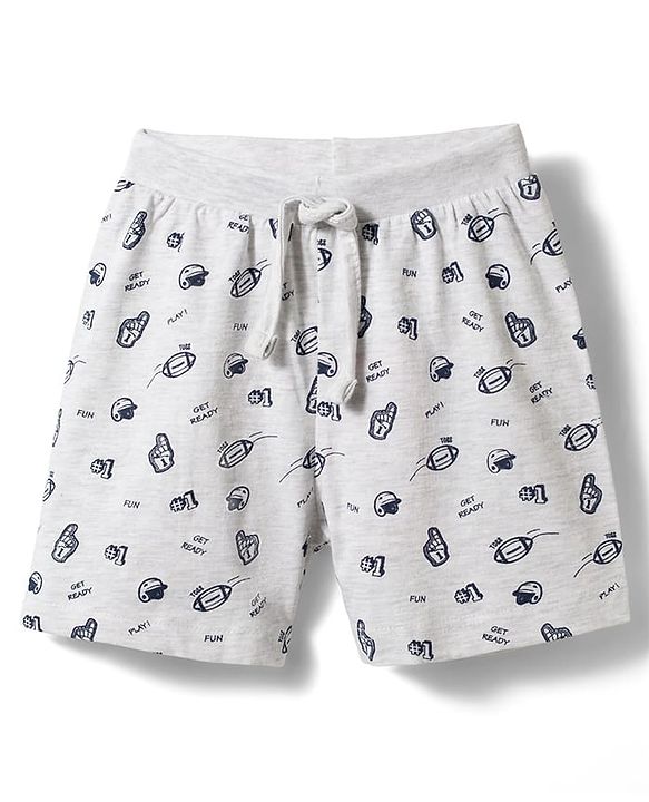 Babyhug Single Jersey Knit Mid Thigh Striped & Sports Theme Printed Shorts Pack Of 3 - Multicolour