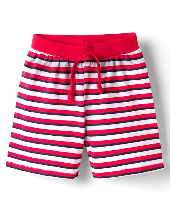 Babyhug 100% Cotton Single Jersey Knit Mid Thigh Length Striped Shorts with Basketball Print Pack of 3 - Multicolor