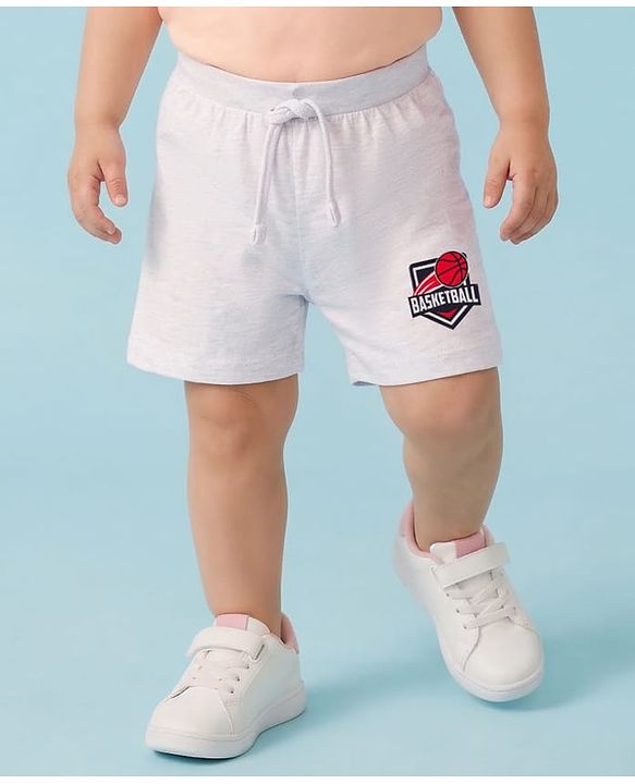 Babyhug 100% Cotton Single Jersey Knit Mid Thigh Length Striped Shorts with Basketball Print Pack of 3 - Multicolor