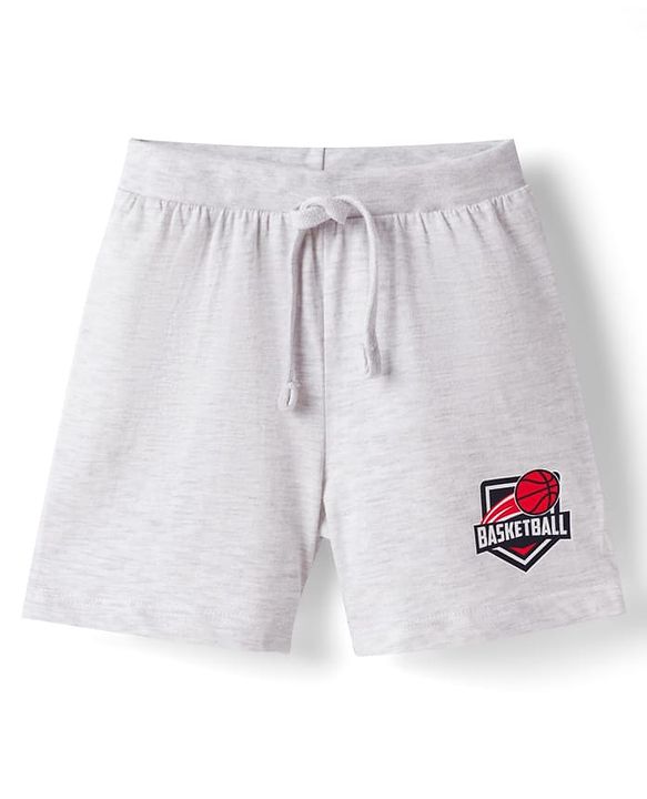 Babyhug 100% Cotton Single Jersey Knit Mid Thigh Length Striped Shorts with Basketball Print Pack of 3 - Multicolor