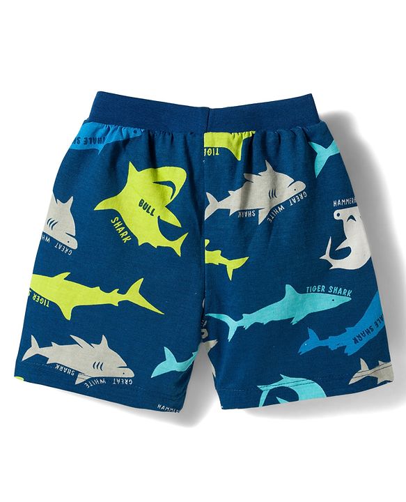 Babyhug Single Jersey Knit Mid Thigh Sea Life Printed & Striped  Shorts Pack Of 3 - Multicolour