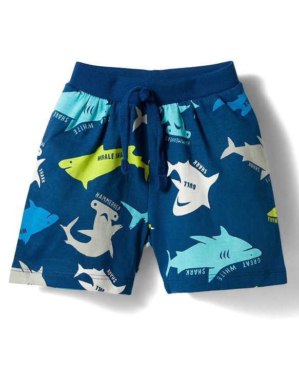 Babyhug Single Jersey Knit Mid Thigh Sea Life Printed & Striped  Shorts Pack Of 3 - Multicolour