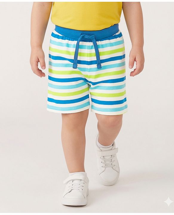 Babyhug Single Jersey Knit Mid Thigh Sea Life Printed & Striped  Shorts Pack Of 3 - Multicolour