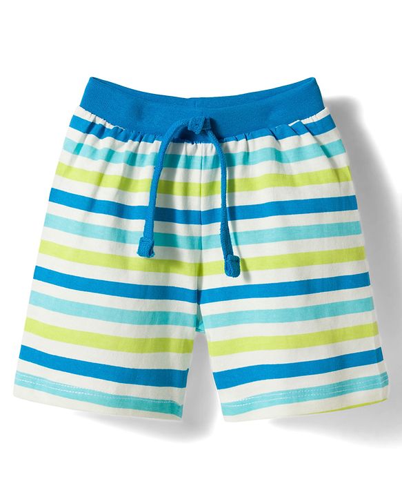 Babyhug Single Jersey Knit Mid Thigh Sea Life Printed & Striped  Shorts Pack Of 3 - Multicolour