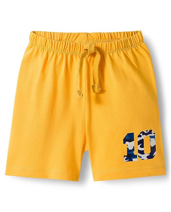Babyhug Single Jersey Knit Camouflage Printed Mid Thigh Length Shorts Pack Of 3 - Yellow Blue & Navy Blue