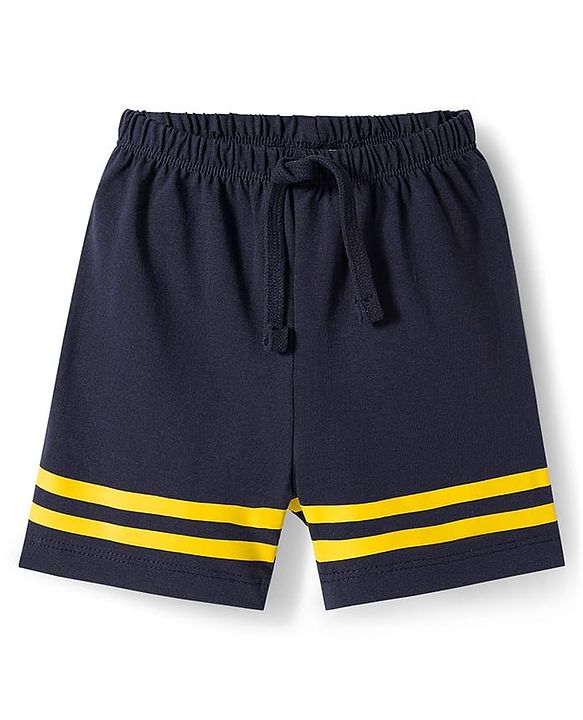 Babyhug Single Jersey Knit Camouflage Printed Mid Thigh Length Shorts Pack Of 3 - Yellow Blue & Navy Blue
