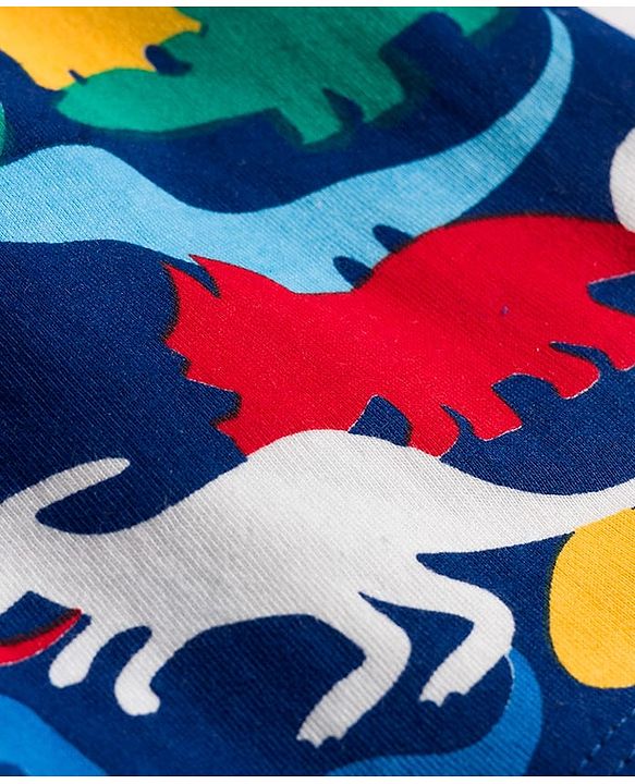 Babyhug Single Jersey Knit Mid Thigh Dino Printed & Striped Shorts Pack Of 3 - Multicolour