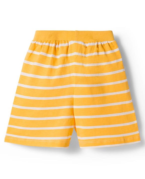 Babyhug Single Jersey Knit Mid Thigh Striped & Dino Printed Shorts Pack of 3 - Multicolour