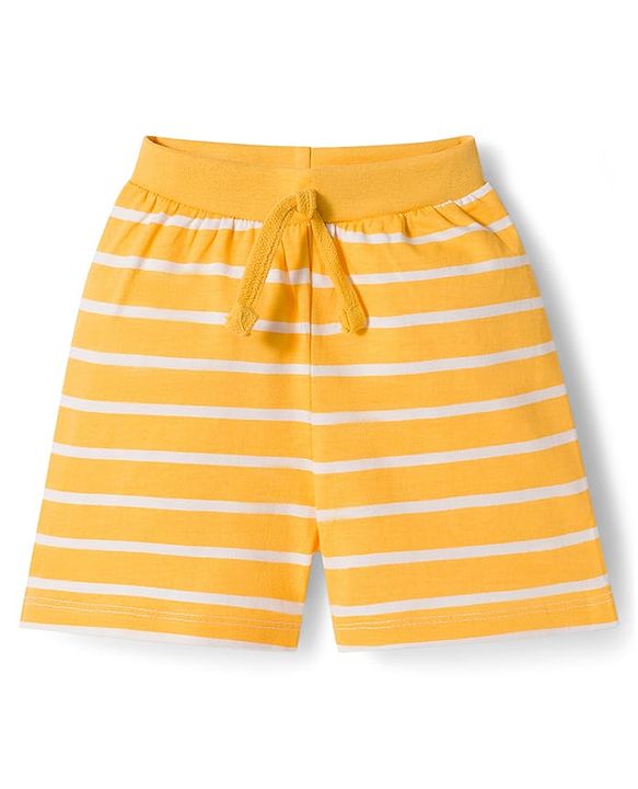 Babyhug Single Jersey Knit Mid Thigh Striped & Dino Printed Shorts Pack of 3 - Multicolour