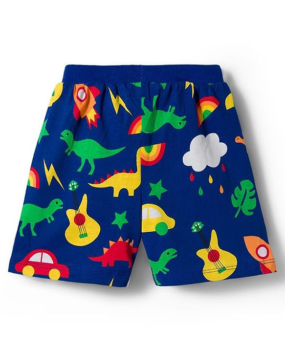 Babyhug Single Jersey Knit Mid Thigh Striped & Dino Printed Shorts Pack of 3 - Multicolour