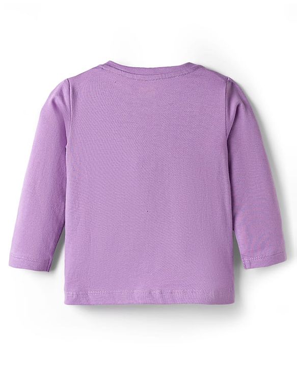 Babyhug Cotton Knit Full Sleeves Rabbit Printed T-Shirt & Hearts Printed Pyjama Night Suit - Lavender