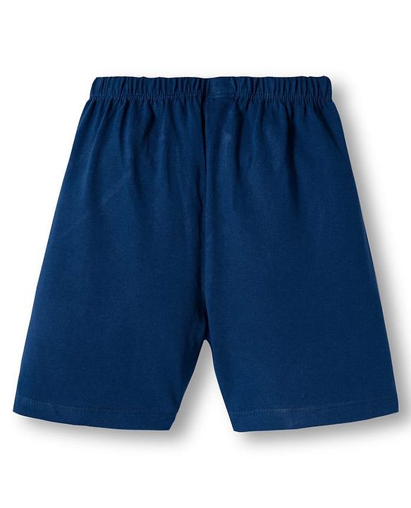 Babyhug 100% Cotton Single Jersey Knit Mid Thigh Shorts With Football Print Pack Of 3 - Red Navy Blue & White
