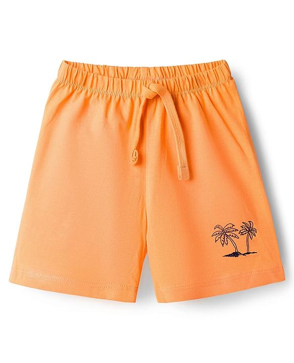 Babyhug Single Jersey Knit Mid Thigh Striped & Tree Printed Shorts Pack of 3 - Navy Blue Orange & White