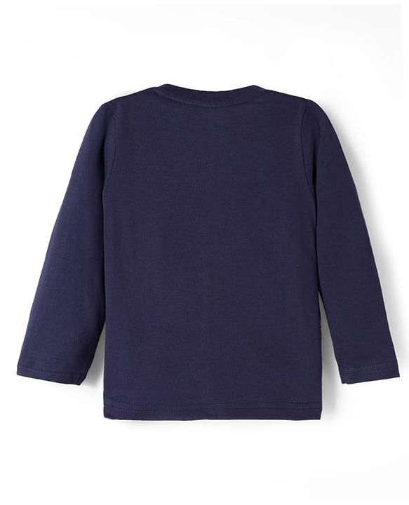 Babyhug Cotton Knit Full Sleeves T-Shirt & Pyjama Night Suit With Dino & Tiger Print - Navy Blue