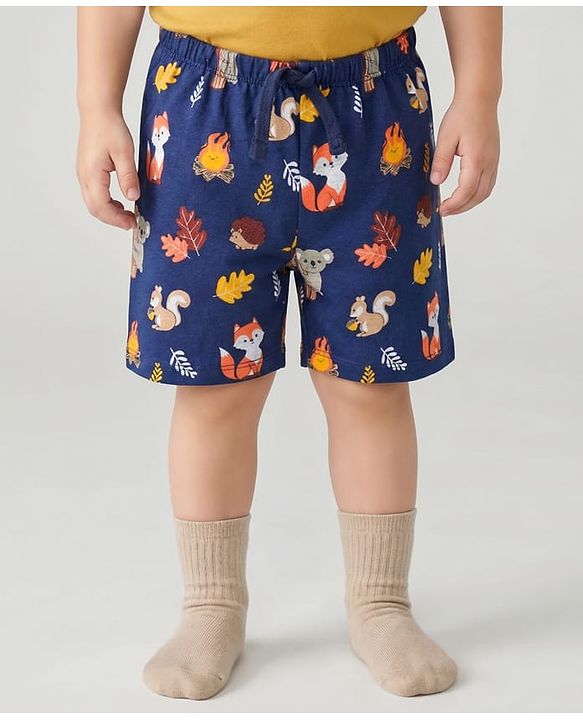 Babyhug Single Jersey Knit Mid Thigh Striped & Animal Printed Shorts Pack of 3 - Multicolor