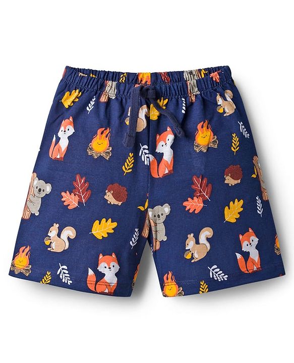 Babyhug Single Jersey Knit Mid Thigh Striped & Animal Printed Shorts Pack of 3 - Multicolor
