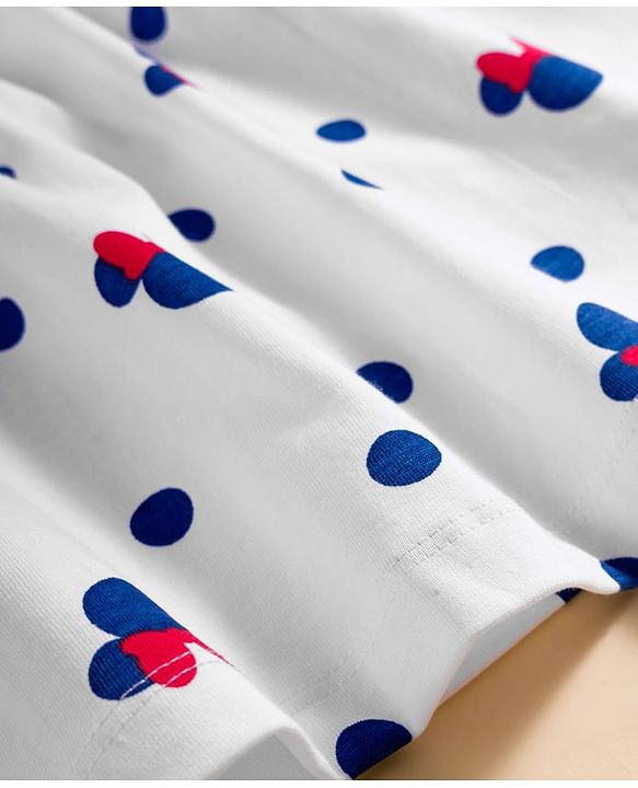 Babyhug Disney Single Jersey Knit Half Sleeves Frock With Minnie Mouse & Friends Print - White