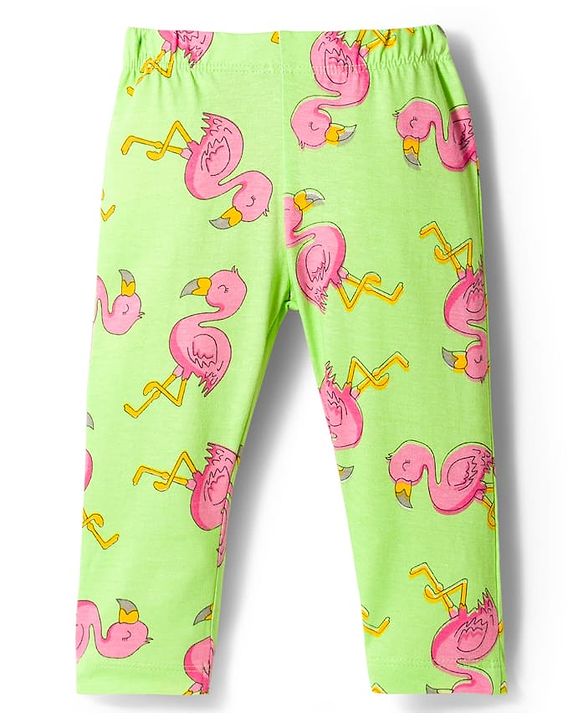 Babyhug Cotton Knit Full Sleeves T-Shirt & Pajama Co-ords Night Suit With Bird Print - Green