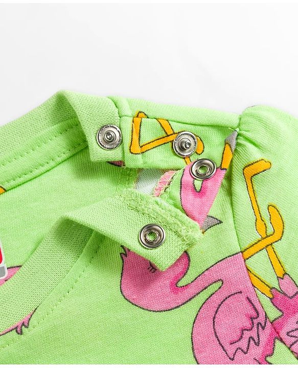 Babyhug Cotton Knit Full Sleeves T-Shirt & Pajama Co-ords Night Suit With Bird Print - Green