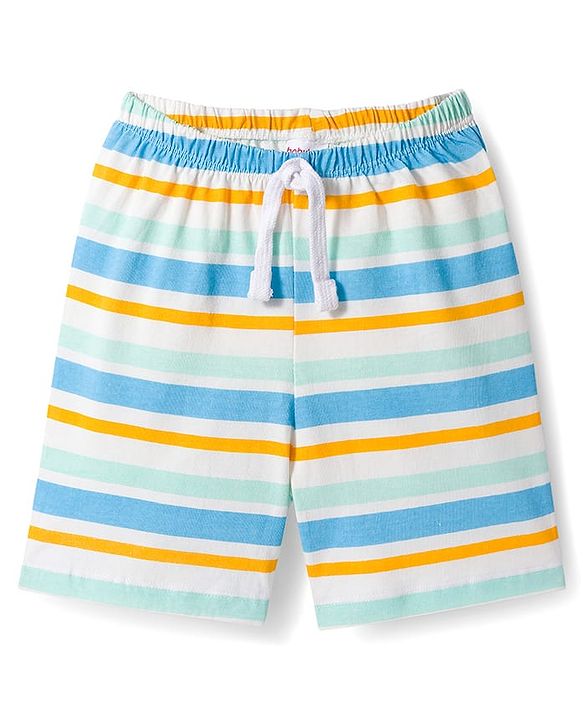 Babyhug Single Jersey Knit Mid Thigh Striped & Pineapple Printed Shorts Pack of 3 - Multicolor