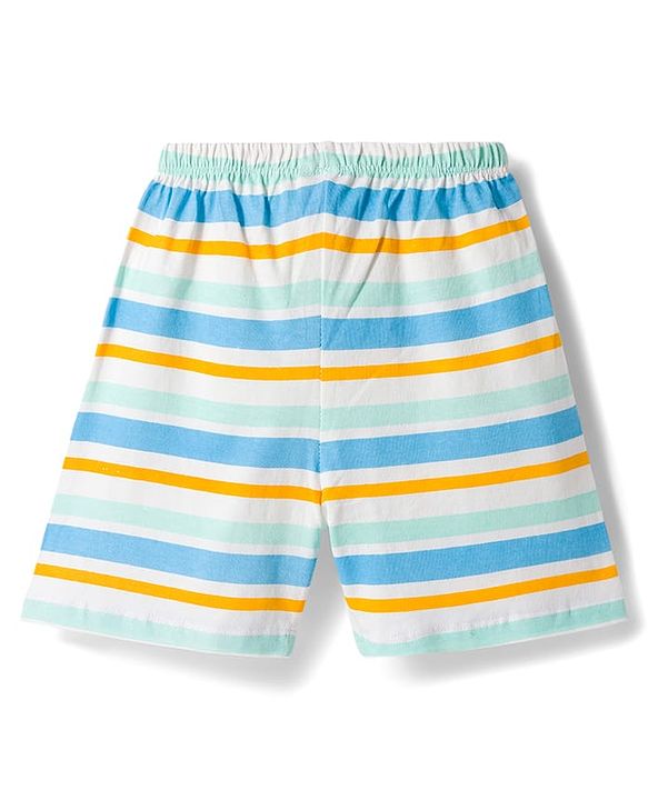 Babyhug Single Jersey Knit Mid Thigh Striped & Pineapple Printed Shorts Pack of 3 - Multicolor