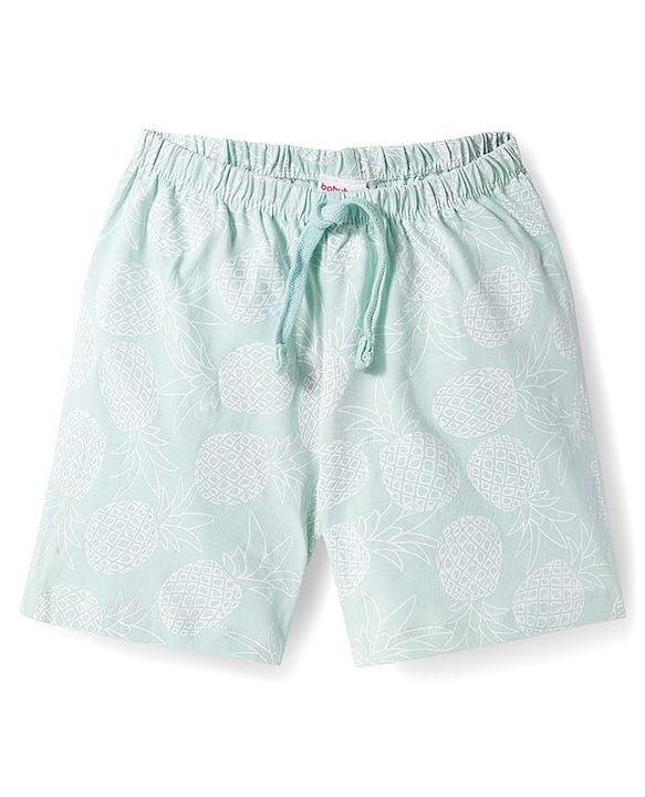 Babyhug Single Jersey Knit Mid Thigh Striped & Pineapple Printed Shorts Pack of 3 - Multicolor