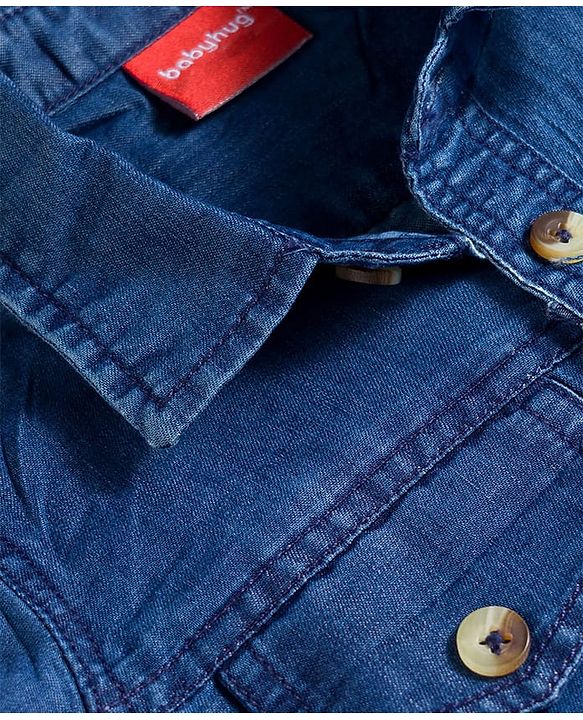 Babyhug Denim Woven Full Sleeves Shirt & Jeans Set with New York Print - Blue