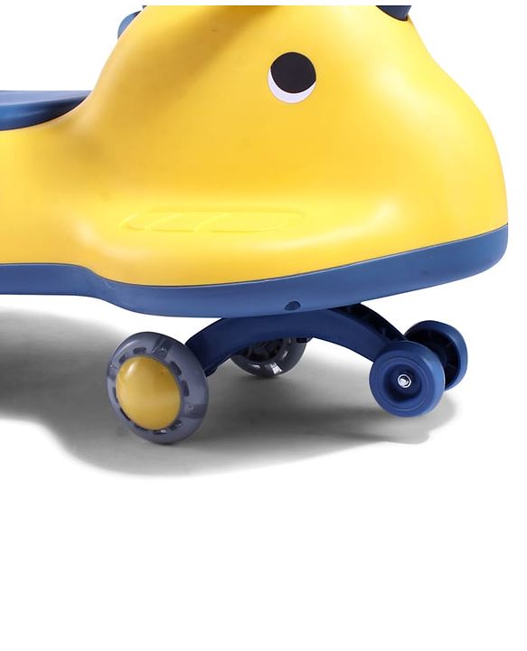 Babyhug Dino Kids Swing Car with ABEC 7 Bearing Lights & Music- Yellow| Smooth PU LED Wheels| Easy to Operate| Built for Rough Play| Encourages Physical Activity| For Kids of 3 to 8 years| Sport Gift