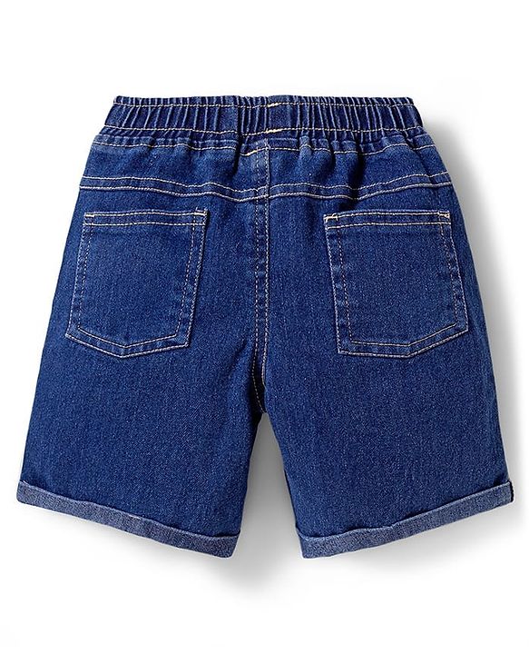 Babyhug Cotton Knit Half Sleeves Shirt & Denim Shorts Set With Printed Inner Tee - Blue