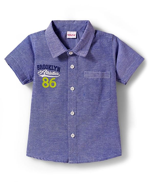 Babyhug Cotton Knit Half Sleeves Shirt & Denim Shorts Set With Printed Inner Tee - Blue